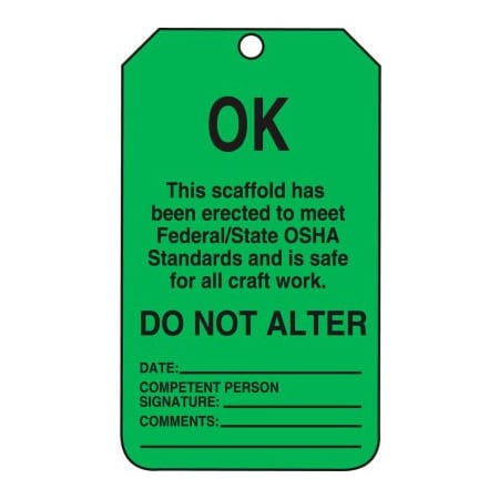 Accuform Accuform OK This Scaffold.Erected To Meet.Tag, PF-Cardstock, 25/Pack TSS103PTP